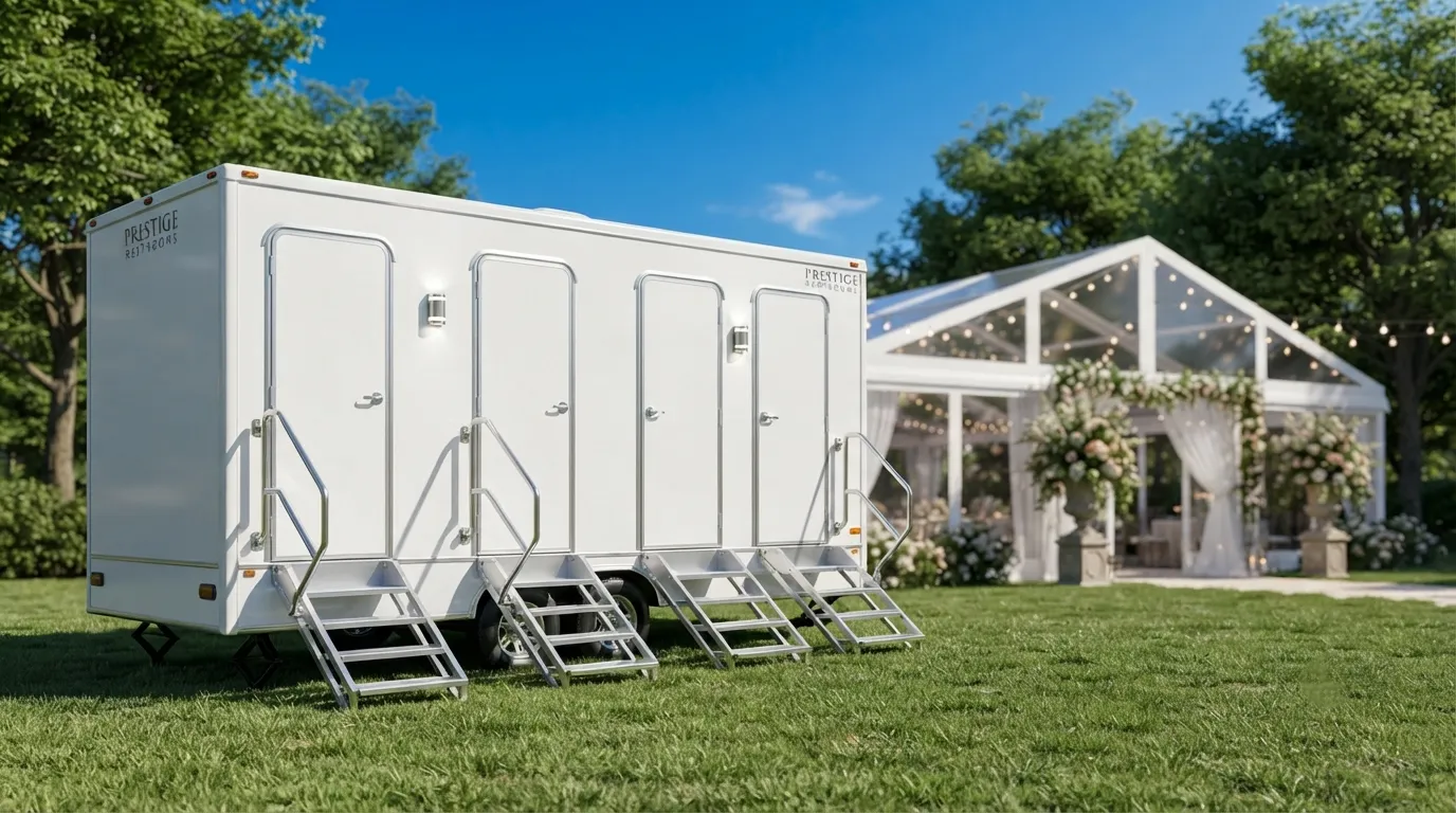 4 stall restroom trailer from our Gastonia fleet