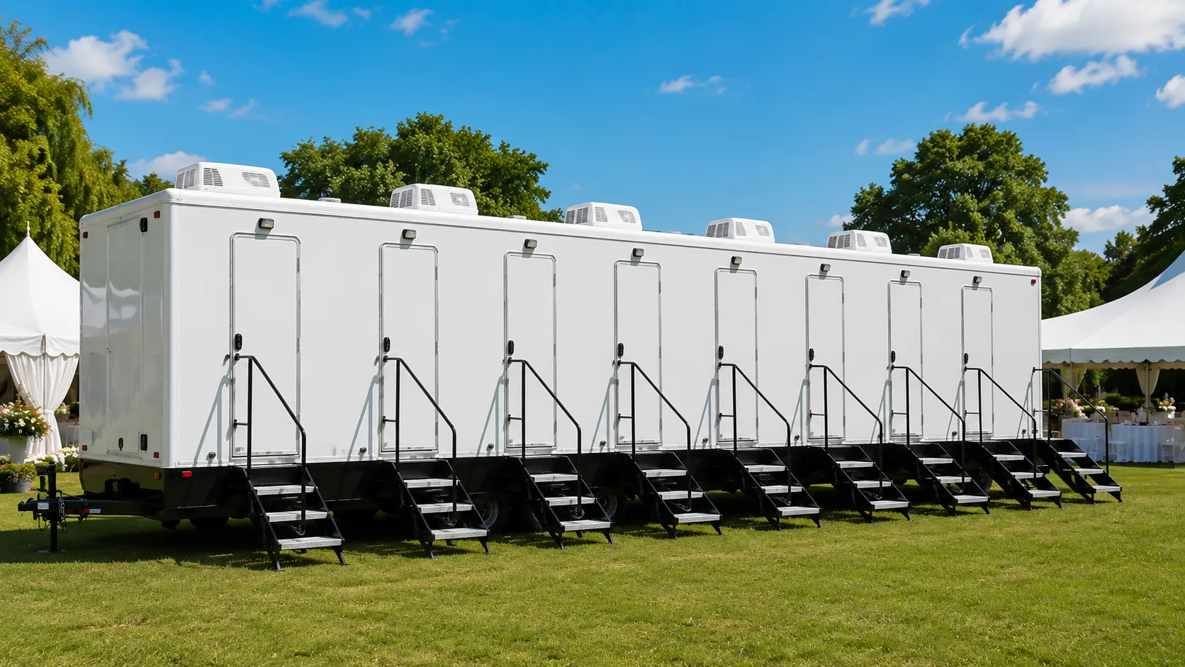 8 stall restroom trailer from our Gastonia fleet